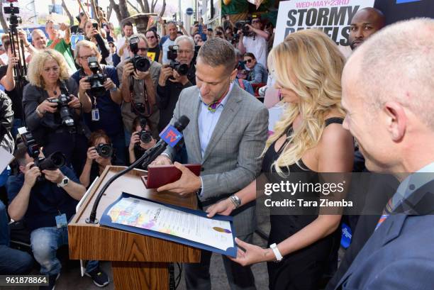 Stormy Daniels receives a City Proclamation and Key to The City of West Hollywood at Chi Chi LaRue's on May 23, 2018 in West Hollywood, California.