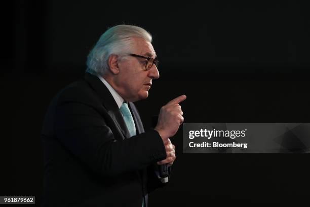 Guilherme Afif Domingos, presidential candidate for the Social Democratic Party , gestures while speaking during a National Confederation of...