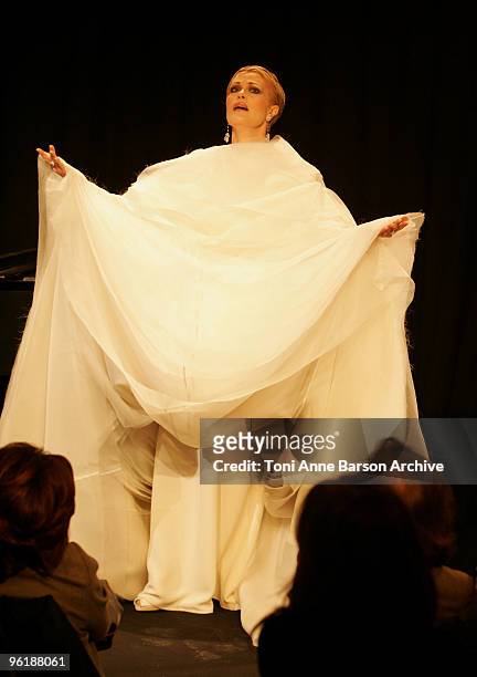 Singer June Anderson performs during the Maurizio Galante Haute-Couture show as part of the Paris Fashion Week Spring/Summer 2010 at Istituto...