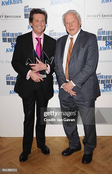 Melvyn Bragg, Winner of the 'Outstanding Achievment Award' presented by Sir David Attenborough at the The South Bank Show Awards at the Dorchester on...