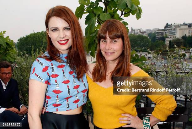 Singer Elodie Frege and DJette Cecile Togni attend "Cristal 2008" cocktail by Champagne Louis Roederer at Palais De Tokyo on May 23, 2018 in Paris,...