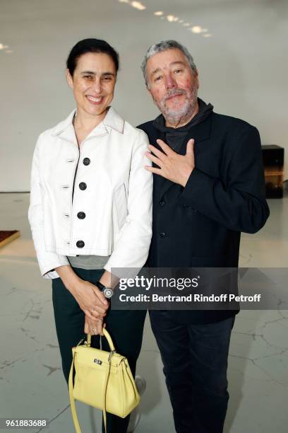 Designer Philippe Starck and his wife Jasmine attend "Cristal 2008" cocktail by Champagne Louis Roederer at Palais De Tokyo on May 23, 2018 in Paris,...