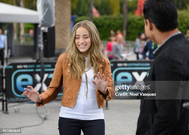 Brynn Cartelli dances 'The Bounce' at "Extra" at Universal Studios Hollywood on May 23, 2018 in Universal City, California.