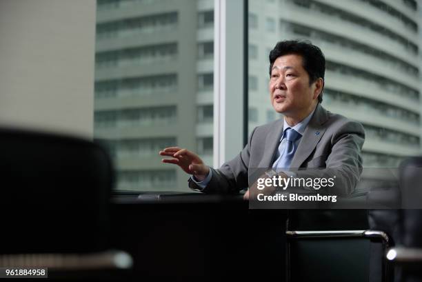 Yuichiro Hirata, chief executive officer of Hirata Corp., speaks during an interview in Tokyo, Japan, on Wednesday, May 23, 2018. Hirata, a supplier...
