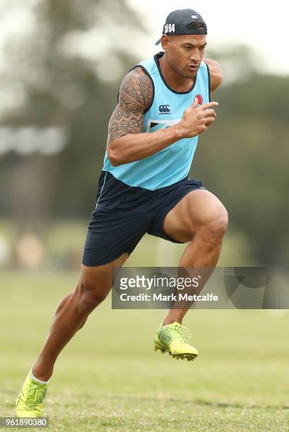 Israel Folau runs during a Waratahs Super Rugby training session at David Phillips Sports Complex on May 24, 2018 in Sydney, Australia.