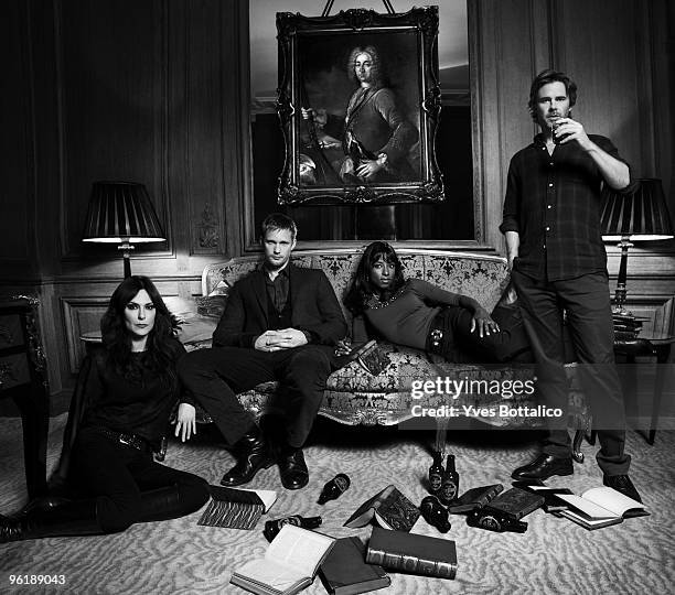 Cast of True Blood Alexander Skarsgard Rutina Wesley Sam Trammell Michelle Forbes pose at a portrait session in Paris on November 5. 2009 .
