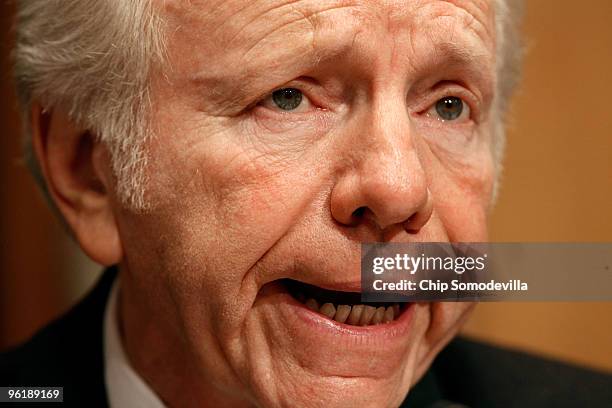 Senate Homeland Security and Governmental Affairs Committee Chairman Joe Lieberman delivers an opening statement during a hearing about the attempted...