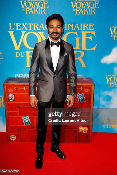 Dhanush attends "L'Extraordinaire Voyage du Fakir" Paris Premiere at Publicis Champs Elysees on May 23, 2018 in Paris, France.