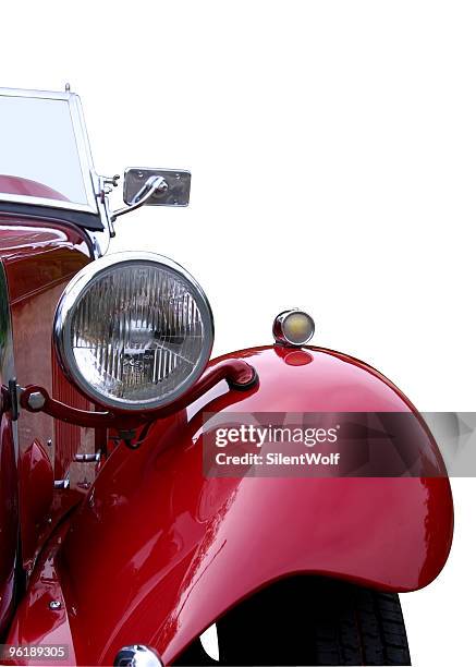 red oldtimer detail (with clipping path) - 20th century model car stock pictures, royalty-free photos & images