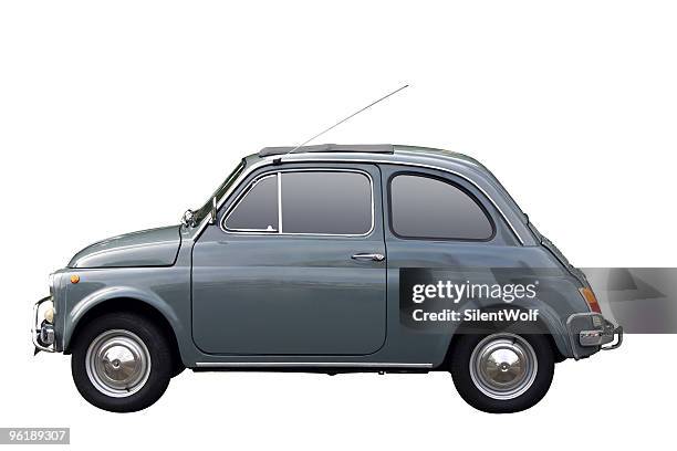 grey oldtimer (with clipping path) - small car isolated stock pictures, royalty-free photos & images