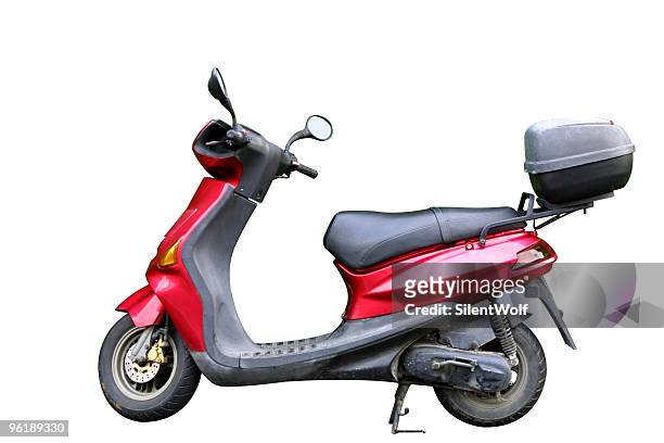 red motorbicycle (with clipping path - piaggio stock-fotos und bilder