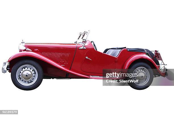 red oldtimer (with clipping path) - classic car restoration stockfoto's en -beelden