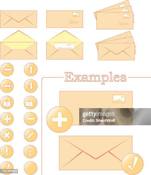 mailing icon collection - mailing envelope stock illustrations
