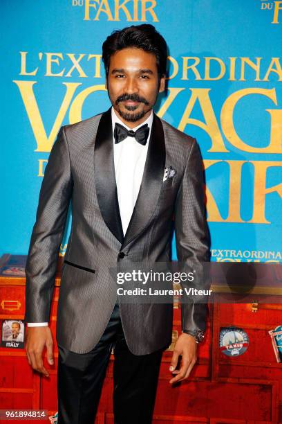 Dhanush attends "L'Extraordinaire Voyage du Fakir" Paris Premiere at Publicis Champs Elysees on May 23, 2018 in Paris, France.