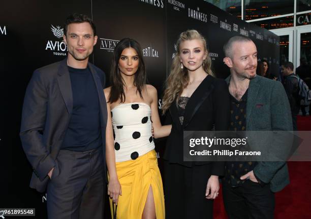 Ed Skrein, Emily Ratajkowski, Natalie Dormer and Anthony Byrne attend the premiere of Vertical Entertainment's "In Darkness" at ArcLight Hollywood on...