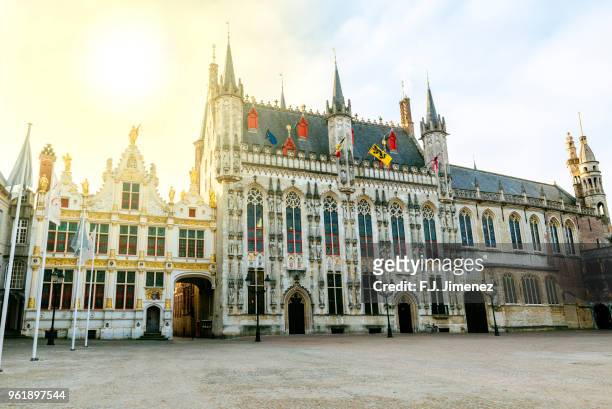 city hall on burg square in bruges - bruges buildings stock pictures, royalty-free photos & images