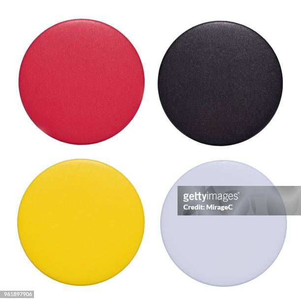 colorful button badges set - brooch stock-fotos und bilder