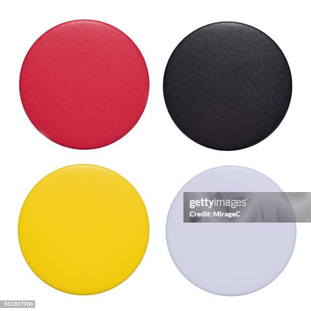 colorful button badges set - pins stockfoto's en -beelden