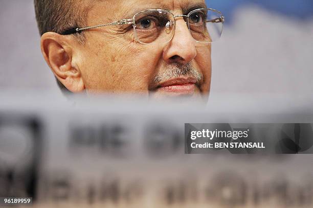 Yemen's Foreign Minister, Abu Bakr al-Qirbi delivers a speech at Chatham House, in London, on January 26, 2010. World powers gather in London...