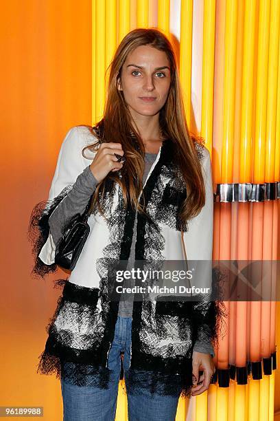 Gaia Repossi attend at the photocall during the Chanel Haute-Couture show as part of the Paris Fashion Week Spring/Summer 2010 at Pavillon Cambon...