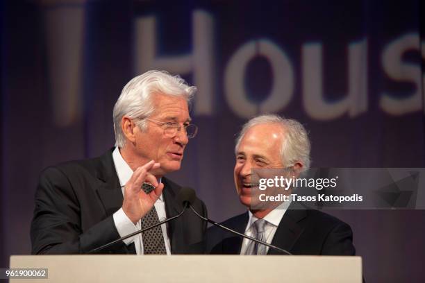 Actor Richard Gere stands with Senator Bob Corker during the Freedom House 2018 Annual Awards Dinner on May 23, 2018 in Washington, DC.