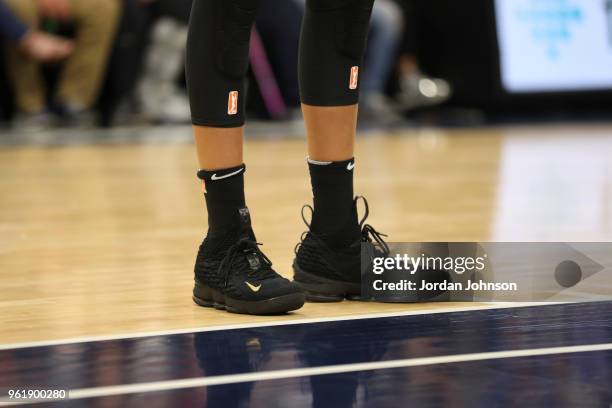 Sneakers of Azura Stevens of the Dallas Wings during game against the Minnesota Lynx on May 23, 2018 at Target Center in Minneapolis, Minnesota. NOTE...