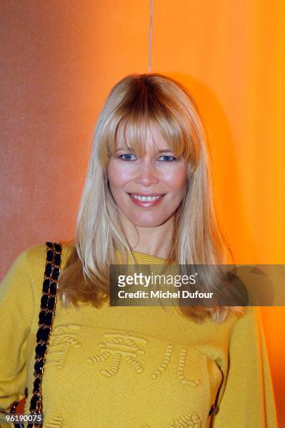 Claudia Schiffer attend at the photocall during the Chanel Haute-Couture show as part of the Paris Fashion Week Spring/Summer 2010 at Pavillon Cambon...