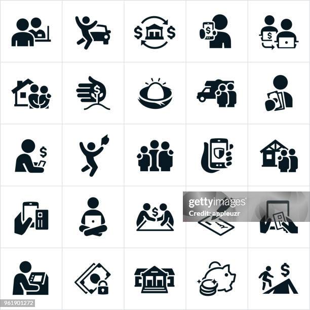 banking and finance icons - borrowing stock illustrations