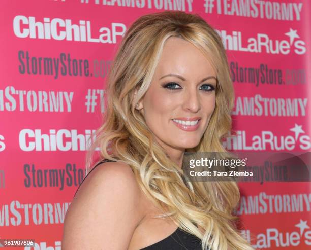 Stormy Daniels attends a fan meet and greet at Chi Chi LaRue's on May 23, 2018 in West Hollywood, California.