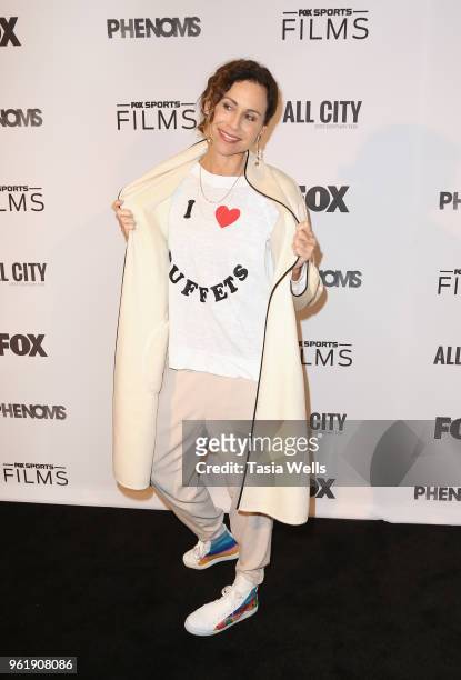 Minnie Driver attends the premiere of FOX Sports' "Phenoms" at Pacific Design Center on May 23, 2018 in West Hollywood, California.
