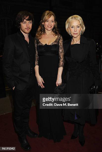 James McAvoy, Anne-Marie Duff and Helen Mirren attend the UK film premiere of 'The Last Station' at The Curzon Cinema Mayfair on January 26, 2010 in...