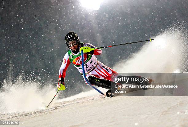 Reinfried Herbst of Austria competes during the Audi FIS Alpine Ski World Cup Men's Slalom on January 26, 2010 in Schladming, Austria.