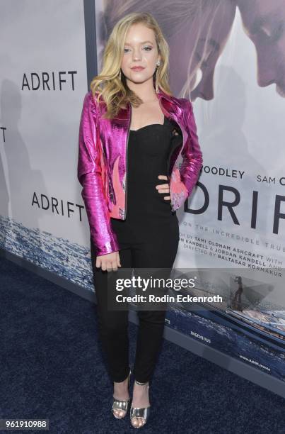 Jade Pettyjohn arrives at the premiere of STX Films' "Adrift" at Regal LA Live Stadium 14 on May 23, 2018 in Los Angeles, California.