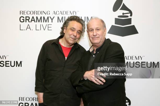 Jules Shear and moderator Roy Trakin attend An Evening With Jules Shear at The GRAMMY Museum on May 23, 2018 in Los Angeles, California.