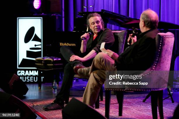 Jules Shear speaks with moderator Roy Trakin at An Evening With Jules Shear at The GRAMMY Museum on May 23, 2018 in Los Angeles, California.