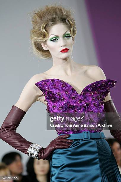 Model walks the runway at Christian Dior Haute-Couture show as part of the Paris Fashion Week Spring/Summer 2010 at Boutique Dior on January 25, 2010...