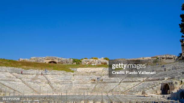 syracuse, greek theatre - sicily, italy - classical theatre stock pictures, royalty-free photos & images