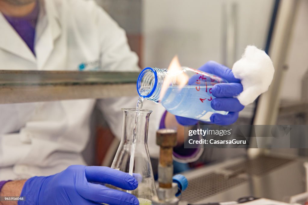 生化学研究室で管理された環境で実験を実施