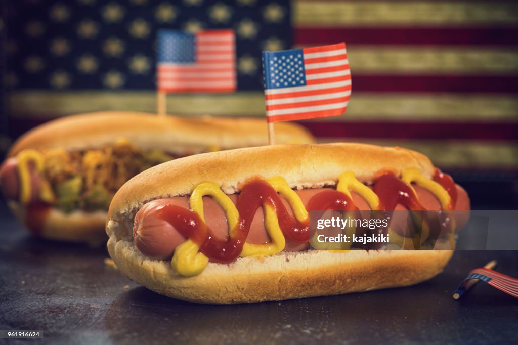 Amerikanische Hotdog für 4. Juli