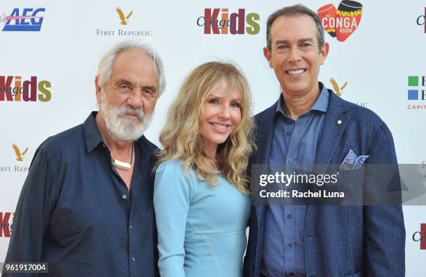 Tommy Chong, Shelby Chong and The Conga Room founder Brad Gluckstein attend the Conga Kids Spring Dance Championship held at Microsoft Square at LA...