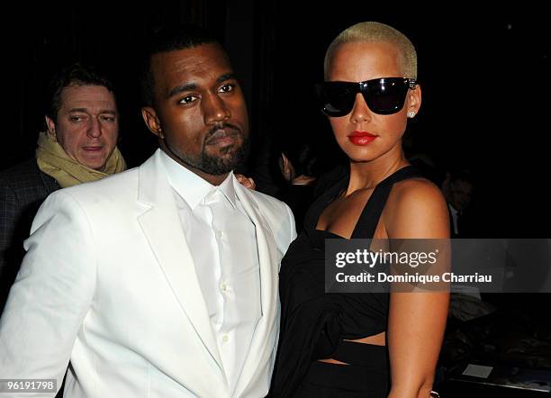 Kanye West and Amber Rose attend the Givenchy Haute-Couture show as part of the Paris Fashion Week Spring/Summer 2010 on January 26, 2010 in Paris,...