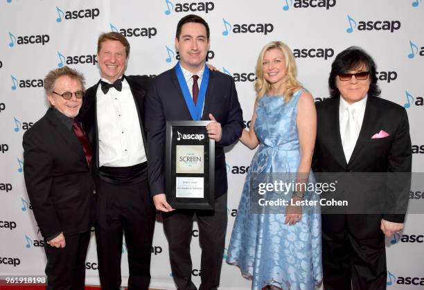 President, Paul Williams, ASCAP SVP of Membership, Film & TV Shawn Lemone, Composer Daniel Chan winner of the award for Top Cable Television Network...