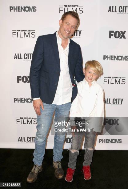 James Tupper and family attend the premiere of FOX Sports' "Phenoms" at Pacific Design Center on May 23, 2018 in West Hollywood, California.