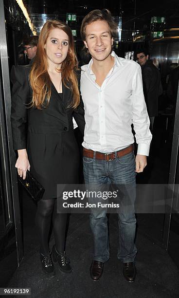 Princess Beatrice and boyfriend Dave Clark attend the Help for Haiti fundraiser at Circus on January 26, 2010 in London, England.