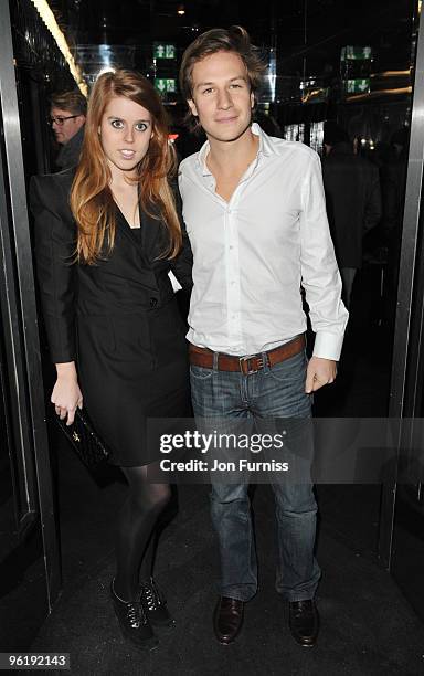 Princess Beatrice and boyfriend Dave Clark attend the Help for Haiti fundraiser at Circus on January 26, 2010 in London, England.