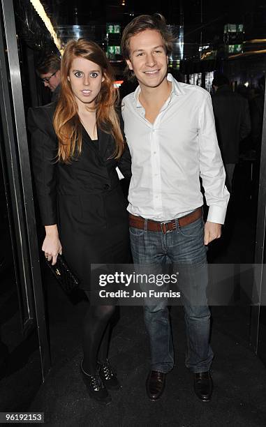 Princess Beatrice and boyfriend Dave Clark attend the Help for Haiti fundraiser at Circus on January 26, 2010 in London, England.