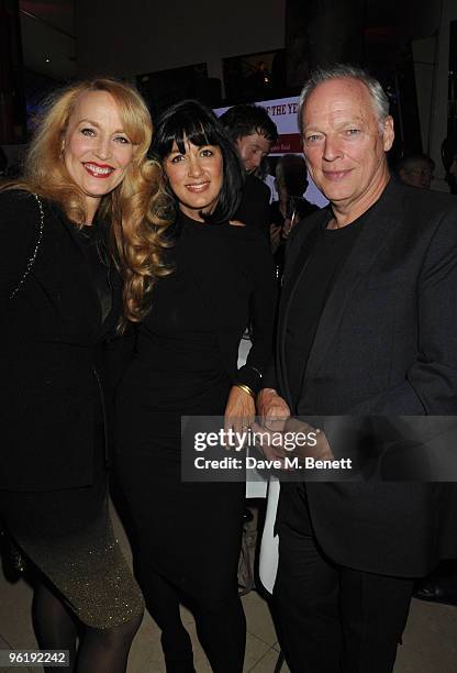 Jerry Hall, Polly Samson and David Gilmour attend the Costa Book Of The Year Award 2009, at Quaglino's on January 26, 2010 in London, England.