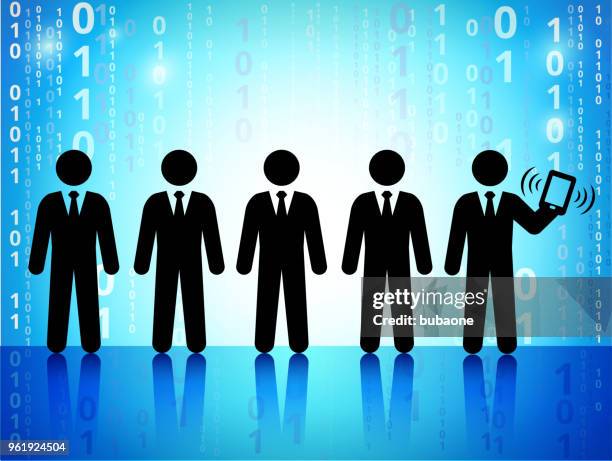 business and modern technology on binary code blue background - man on plain background stock illustrations