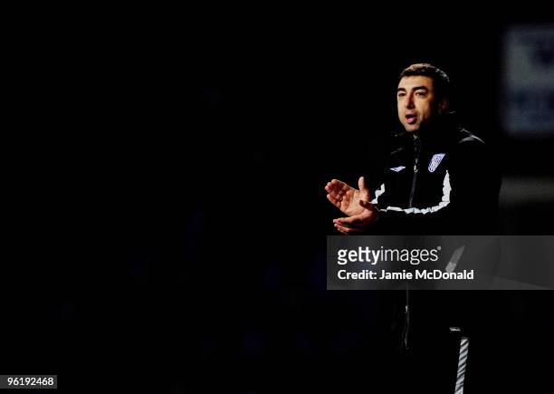 Manager of West Bromwich Albion Roberto Di Matteo looks on during the Coca Cola Championship game between Ipswich Town and West Bromwich Albion at...