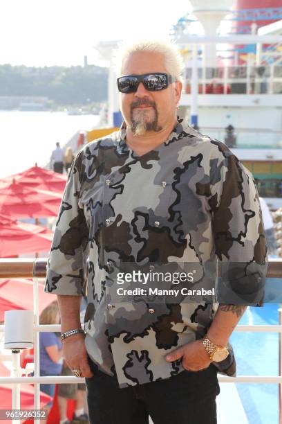 Guy Fieri attends Carnival Horizon naming ceremony event at Pier 88 on May 23, 2018 in New York City.